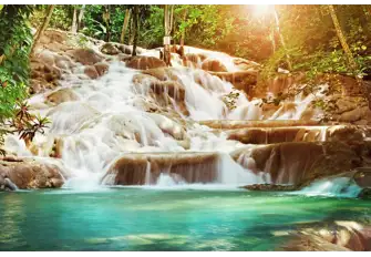 The famous Dunn's River Falls is just west of Ocho Rios on Jamaica's north coast