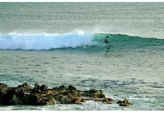 The surfing here is good but entry and exit points are few and far between