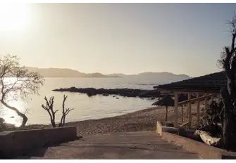 Arinella Beach with the island of Elba in the distance