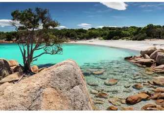 Capriccioli Beach just round the corner from Cala di Volpe is like a dreamscape