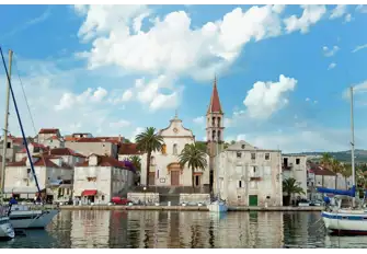 The waterfront at Milna, on the island of Brac, showcases the famous local stone
