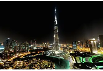 Witness the beauty of the Burj Khalifa, especially at night when its all lit up
