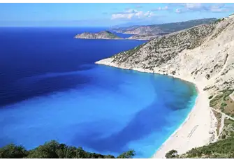 Make sure you visit Myrtos Beach on your yacht charter to Kefalonia 