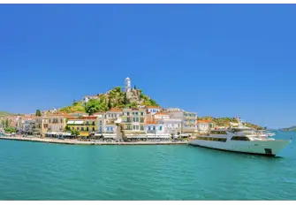 Poros' old town oozes laid-back charm and sun-soaked colour
