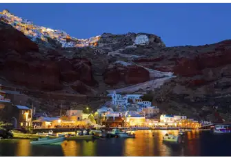 The fishing village in Ammoudi Bay, beneath the town of Oia on Santorini's north west tip, is where you'll find some sea-fresh fish