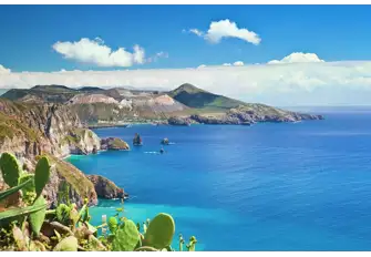 The steep-sided cliffs of Lipari, one of the the Aeolian Islands, are typical of these beguiling isles