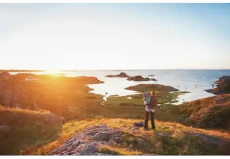 The setting sun bathes the Isle of Mull in soft evening light
