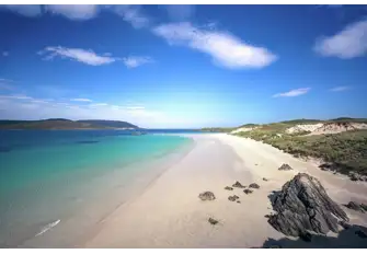 Scotland has some beautiful remote beaches, mostly deserted like this one, Balnakeil Beach on the mainland's north coast, just east of Cape Wrath