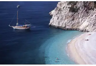 Turkey's turquoise coast has secluded beaches around every headland, many inaccessible by land, so after the exhilaration of sailing all morning, enjoy a private lunch on the beach