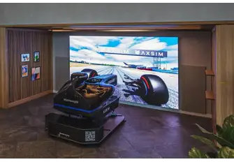 Abbie Eaton, test driver for Amazon Prime's Grand Tour, was one of the first invited to set a lap time on this British-designed and built simulator