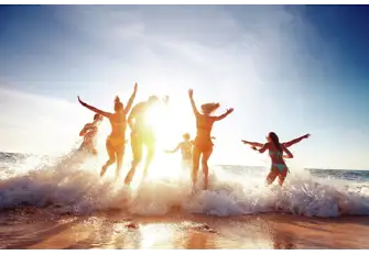 Enjoy a sunset swim in the tranquil crystal-clear Aegean Sea