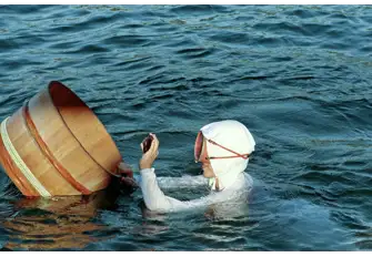 Ama pearl divers used to stay at sea for months, diving up to 50 times a day