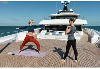 Yoga on the foredeck, for calm mind and body