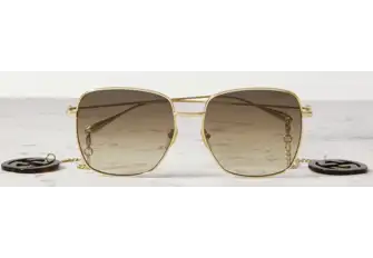 Gucci oversized embellished square frame gold-tone sunglasses