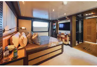 The owner's suite has a double berth to port and sofa seating and an office to starboard