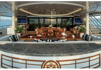 ALBATROSS The open-air dining area on the main deck aft-