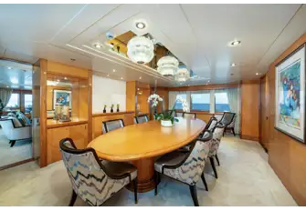 The formal dining area on the main deck