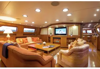 Doors either side of the bar lead from the main deck aft into the main saloon