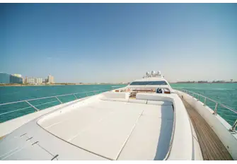 There's a spacious lounge and large sunpads on the yacht's foredeck