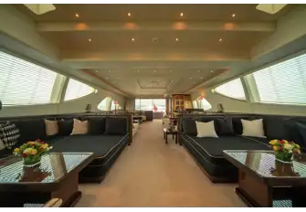 The main saloon gets plenty of natural light through large picture windows