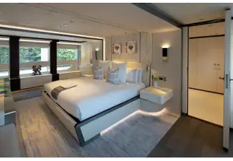 The owner's suite forward on the main deck
