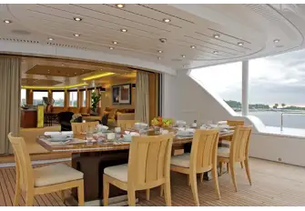 Open-air dining on the aft sun deck
