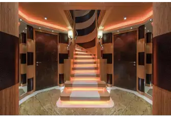 The impressive lower deck lobby