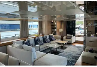 Huge picture windows in the main saloon