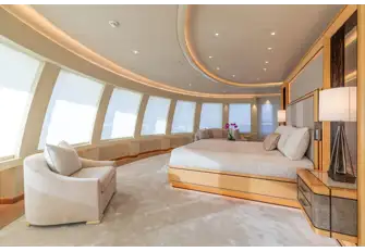 Panoramic views from the owner's suite, forward on the upper deck