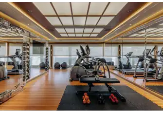 The fully equipped main deck gym