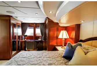 The owner's suite forward on the main deck