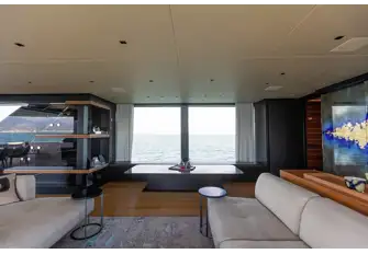 The dining area to port has wonderful views with a section of the bulwarks lowered