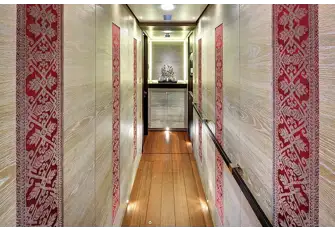 The interiors show Design Unlimited's great creativity, as seen here in the guest accommodation lobby
