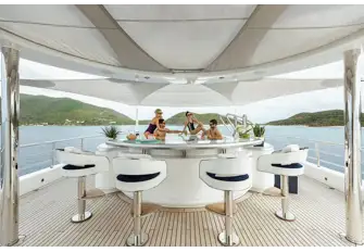 The sun deck, with its jacuzzi, wet bar and shower, is a great family space