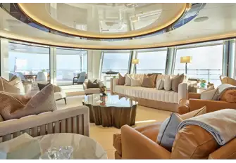 The upper lounge typifies these contemporary, warm, welcoming interiors