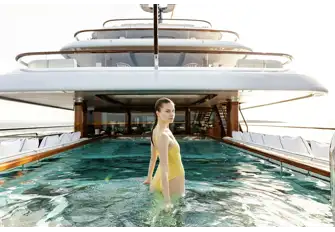 Guests love FAITH's glass-bottom pool