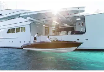 Twin 7.9m (26ft) custom tenders are launched through main deck shell doors