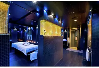 FORCE BLUE has an extensive lower deck wellness spa