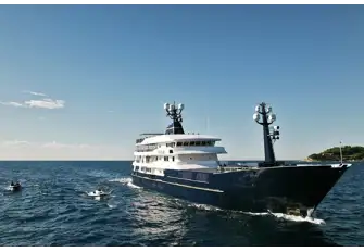 Her foredeck stows three tenders