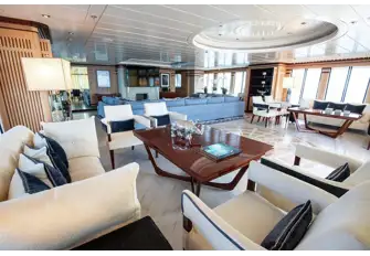 Full-height glazing in the owner's lounge