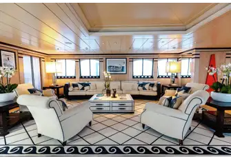 One of the lounge areas in the main saloon