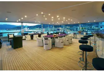 The large, versatile entertainment space on the bridge deck aft