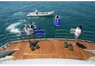 The swimming platform offers easy access to the water