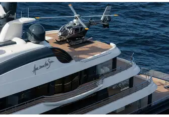 The sun deck was extended to create a helipad and there is a touch-and-go helipad on the foredeck
