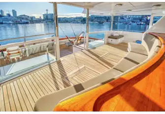 Mezzanine seating overlooks the fishing cockpit