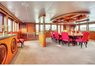 The main deck is devoted to dining and entertainment
