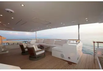 A shaded lounge on the main deck aft