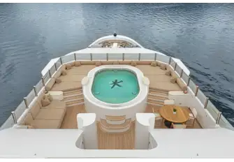 There is a large jacuzzi forward on the sun deck
