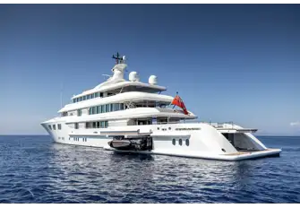 The yacht was extended in 2019-20 and a beach club added