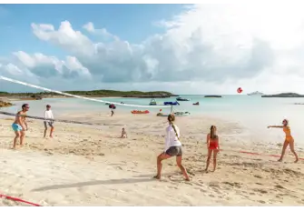 Soft, warm sand and crystal-clear water are a Bahamian signature